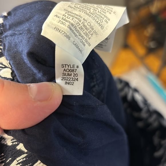 J. Crew Factory Small Blue White Pineapple Smocked Trim Pull On Maxi Skirt AO087 - Picture 7 of 7